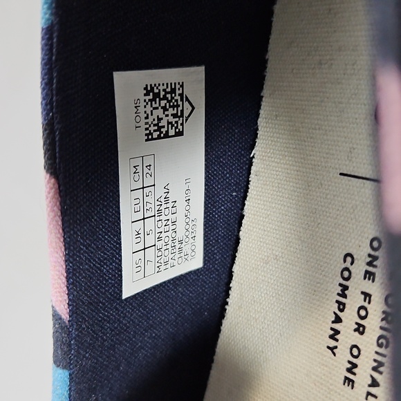 Toms Alpargata Abstrast Geometric Canvas Espadrilles Shoes 7 NWOT Blue Orange - Picture 6 of 7